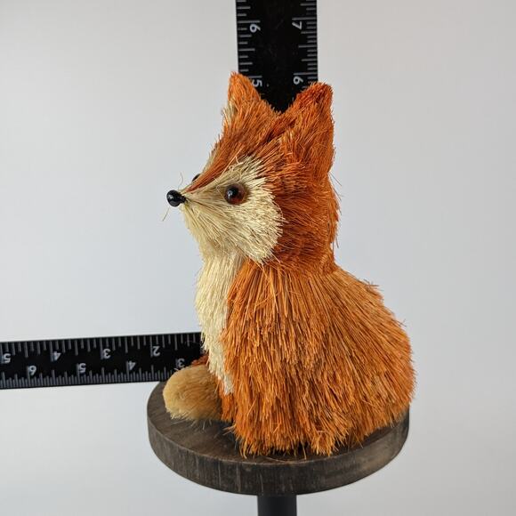 Sisal Straw Fox Fall Decor Bottle Brush Rustic Farmhouse Autumn Charm Accent - Picture 7 of 12